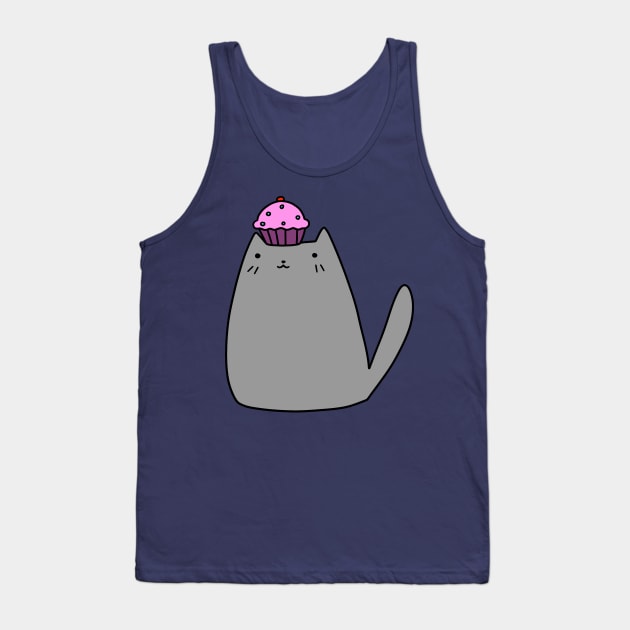 Cupcake Gray Kitty Tank Top by saradaboru